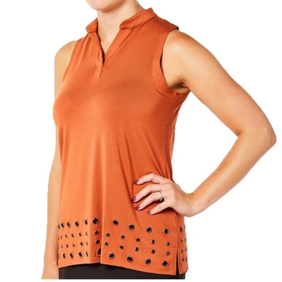 *CLEARANCE* Belyn Key Orange sleeveless golf tank top w/grommet detail Small - Picture 1 of 13